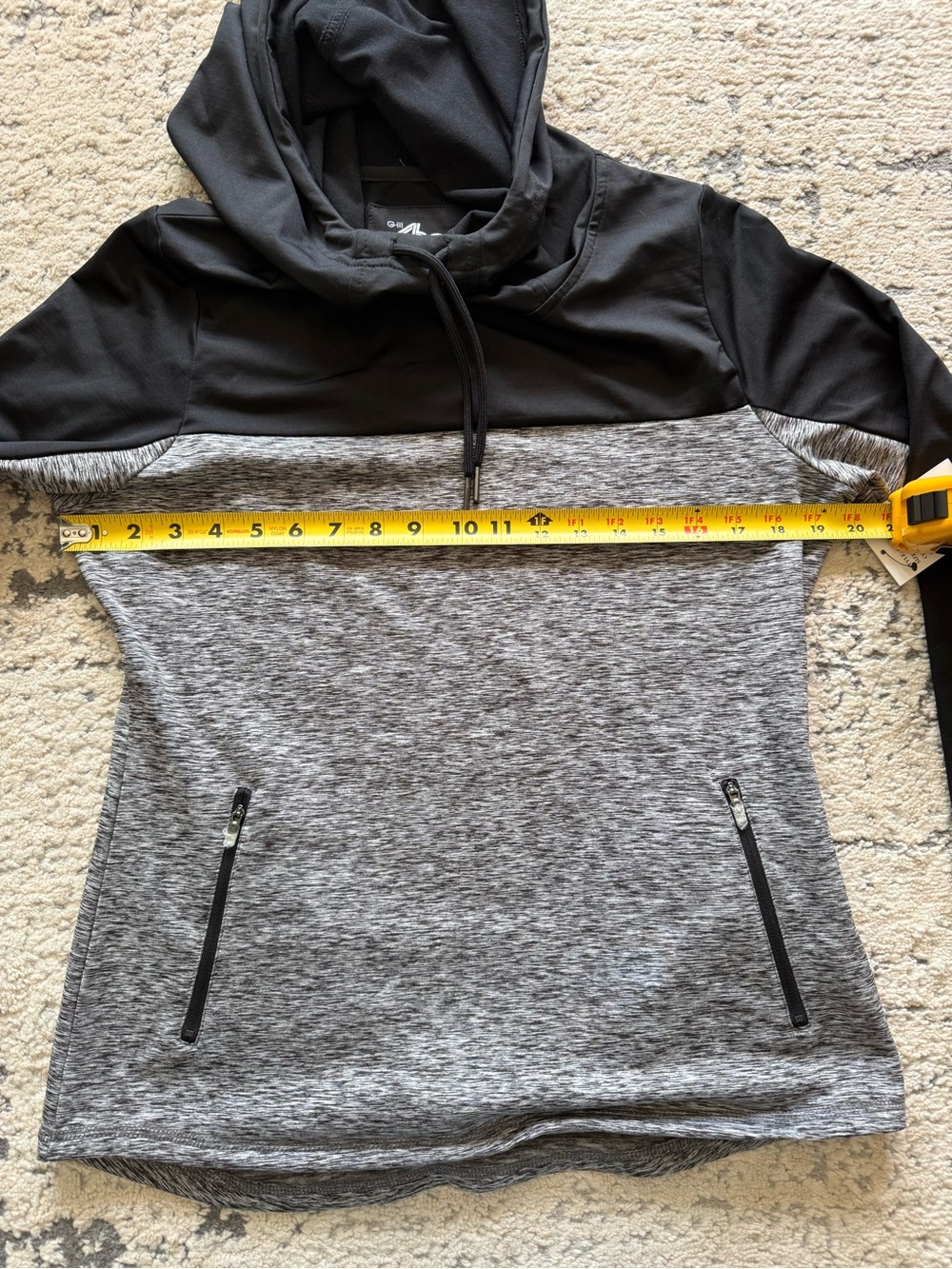 NWT-GIII 4Her by Carl Banks Women's Black and Gray Pullover Hoodie Slouch Neck M - Picture 6 of 13